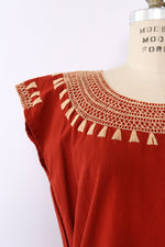 Burnt Sienna Embroidered Tunic S-L