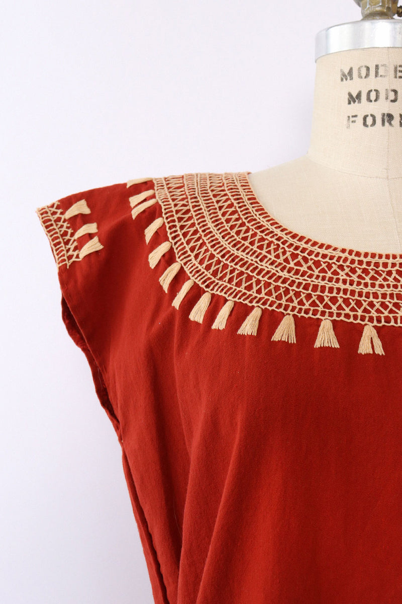 Burnt Sienna Embroidered Tunic S-L