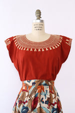 Burnt Sienna Embroidered Tunic S-L