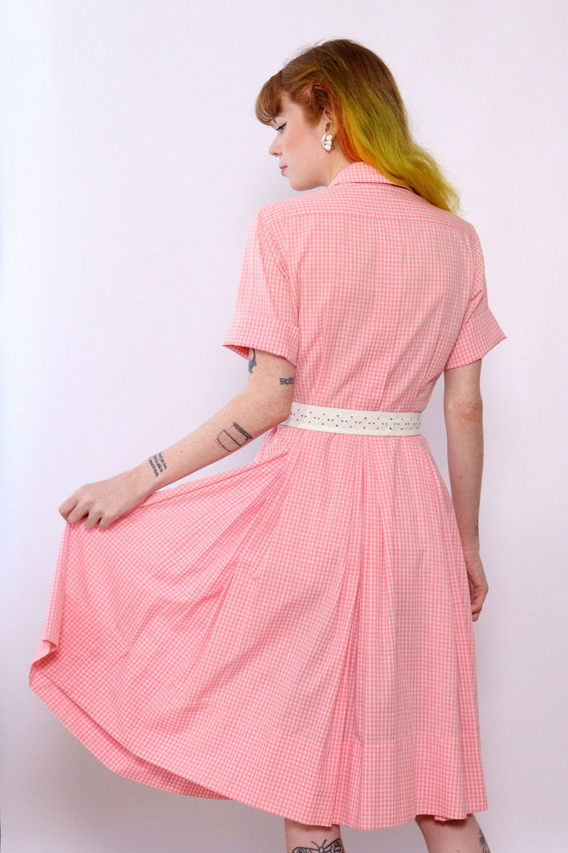 Pink Gingham Monogrammed Shirt Dress XS – OMNIA Pink Gingham Monogrammed Shirt Dress XS – OMNIA