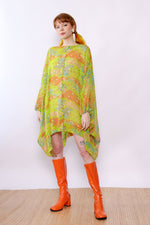 Dayglo Floral Silk Chiffon Minidress/Tunic