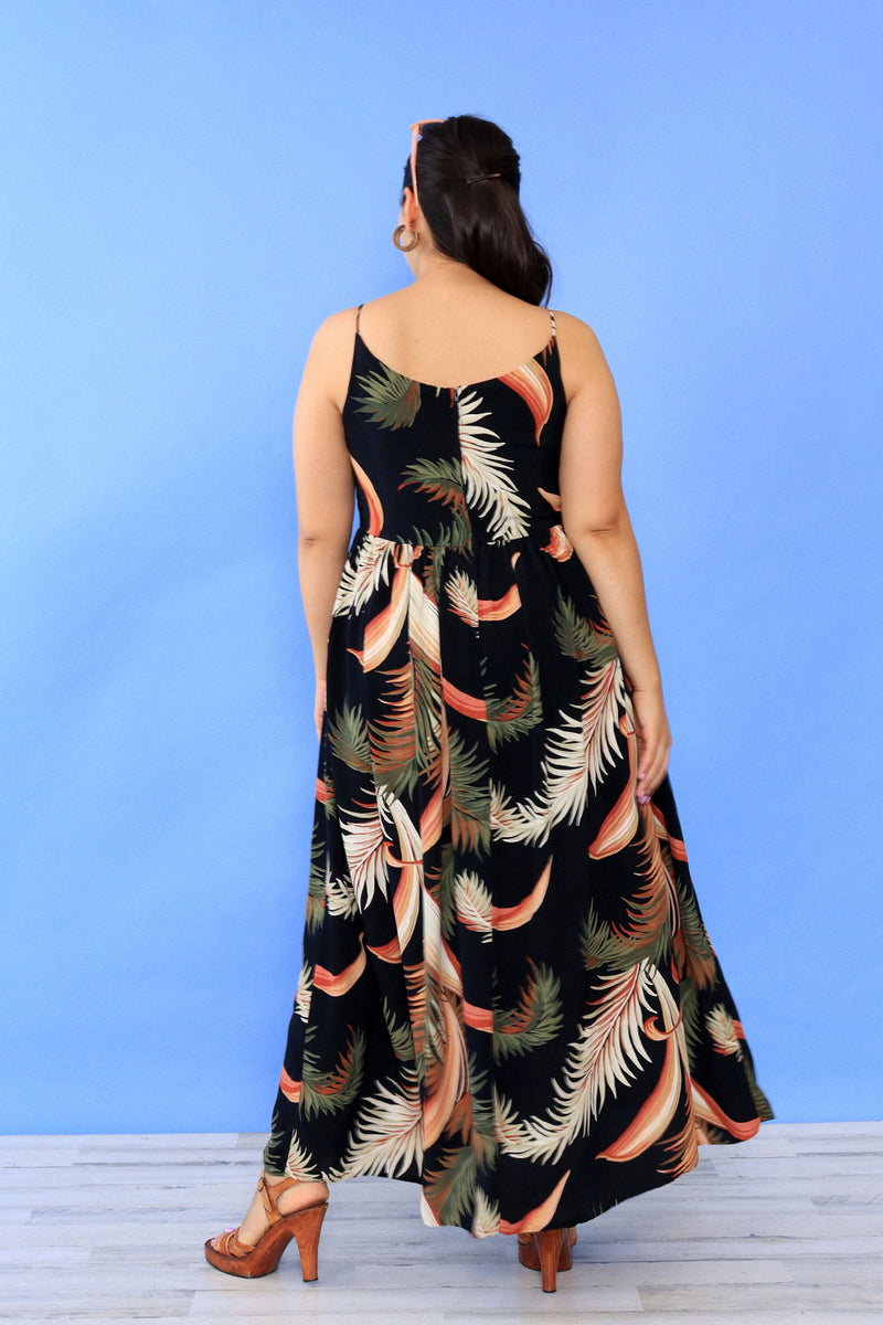 Chelsea Tropical Frond Rayon Dress L