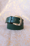 Hunter Green Leather Hearts Belt