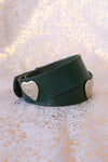 Hunter Green Leather Hearts Belt