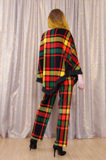 Plaid Poncho Pant Suit XS