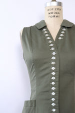 1950s Olive Button Wiggle Dress S