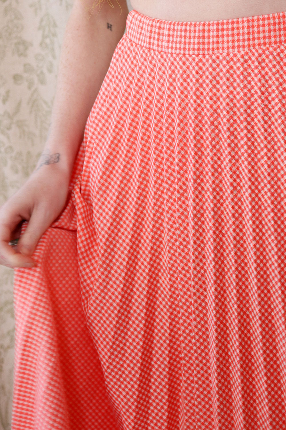 Watermelon Gingham Pleated Maxi XS