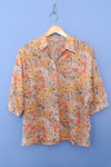 Peachy Floral Parrot Blouse M/L