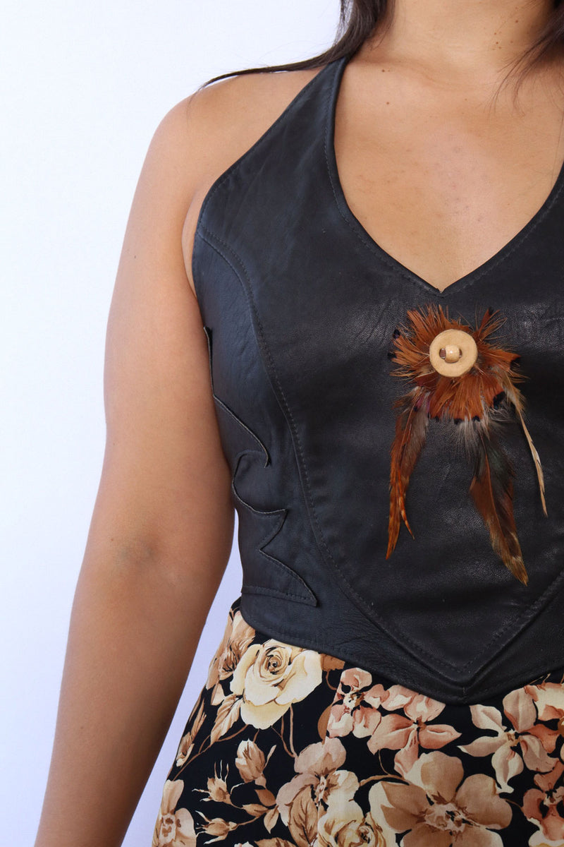Leather and Feather Halter M/L