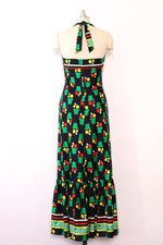 Flower Pot Print Halter Dress M