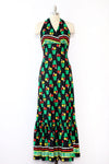 Flower Pot Print Halter Dress M