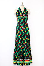 Flower Pot Print Halter Dress M