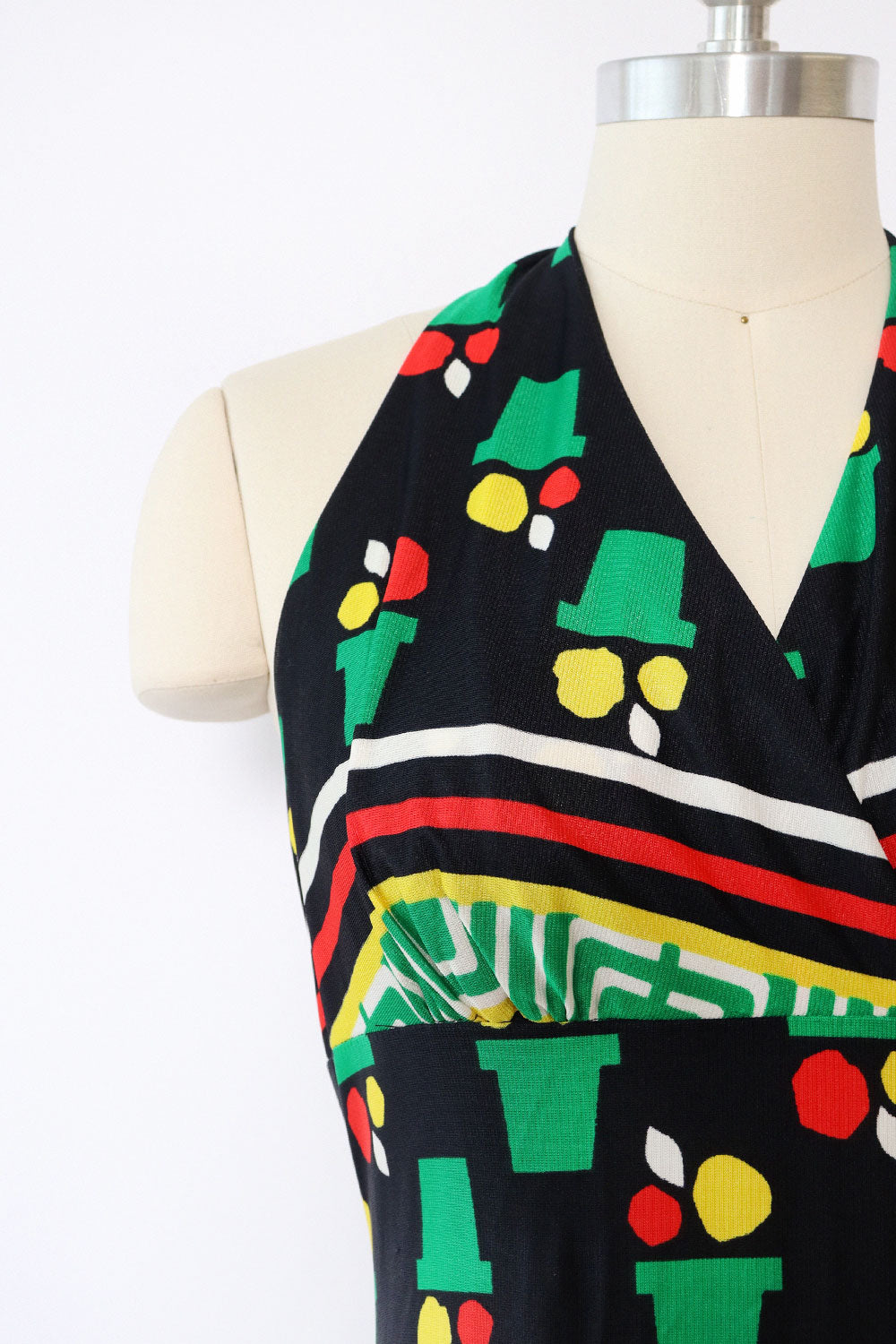 Flower Pot Print Halter Dress M