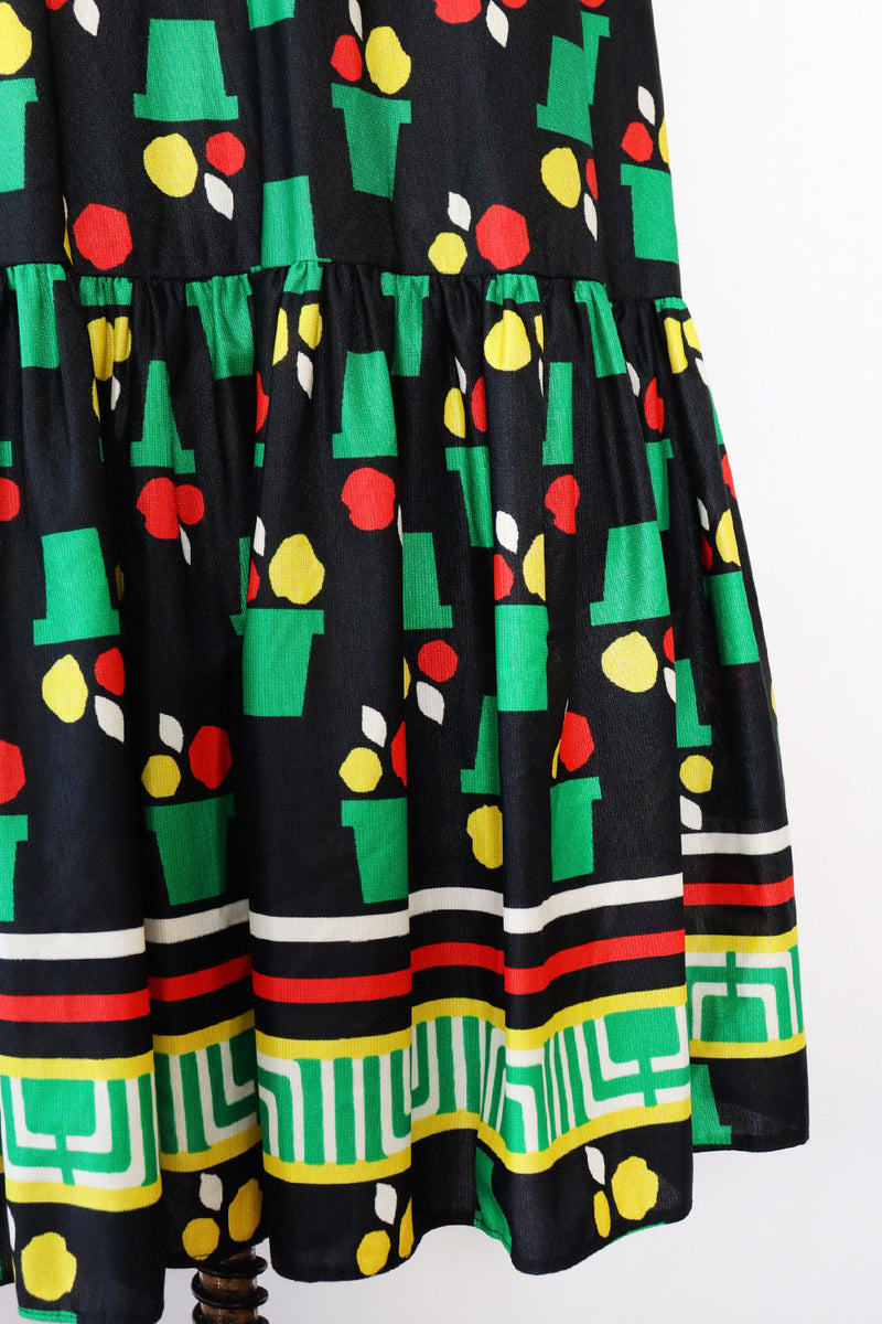 Flower Pot Print Halter Dress M