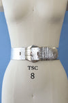 Wide Silver Leather Belt
