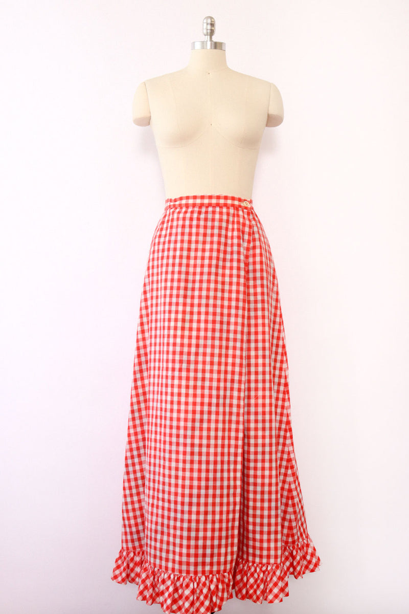 Ruffled Reversible Gingham Maxi M