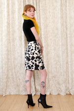 Cow Print Denim Skirt XS