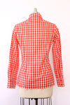 Red Gingham Tailored Blouse S/M