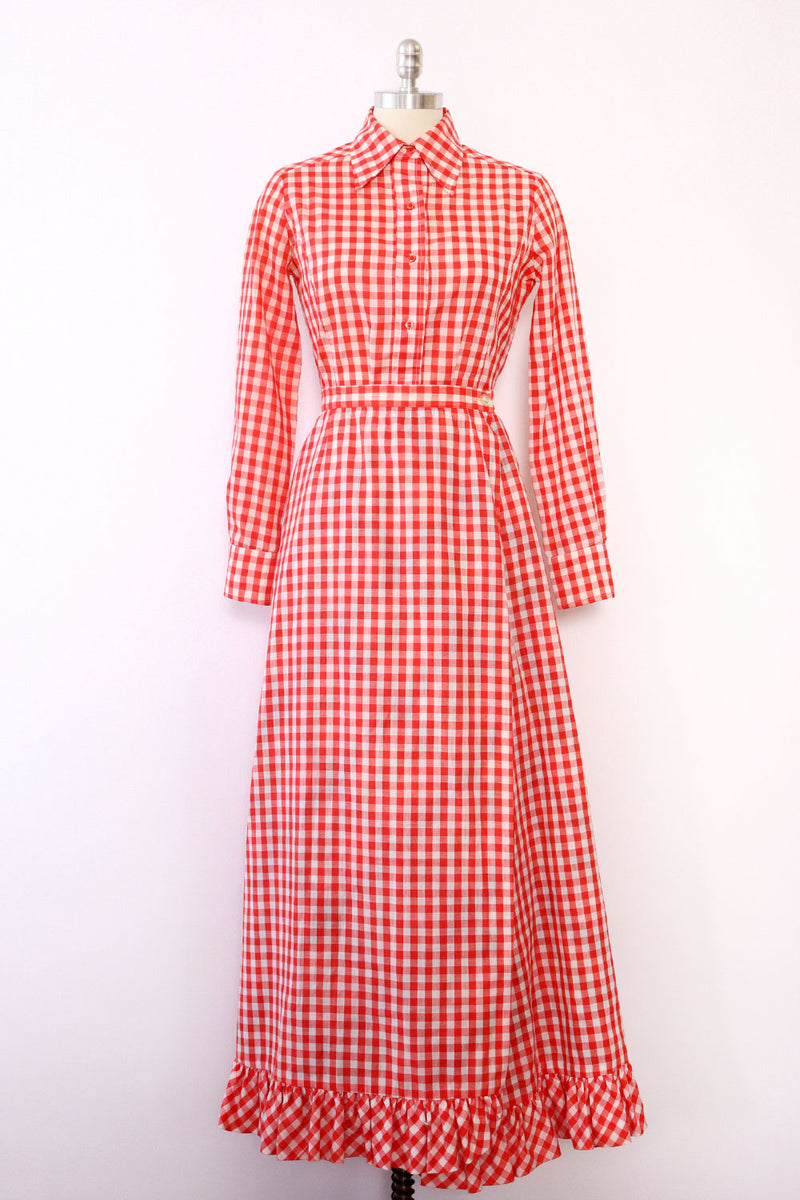 Ruffled Reversible Gingham Maxi M