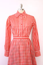 Red Gingham Tailored Blouse S/M