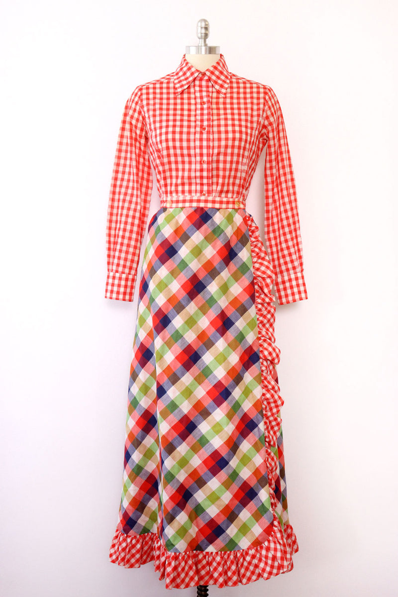 Ruffled Reversible Gingham Maxi M