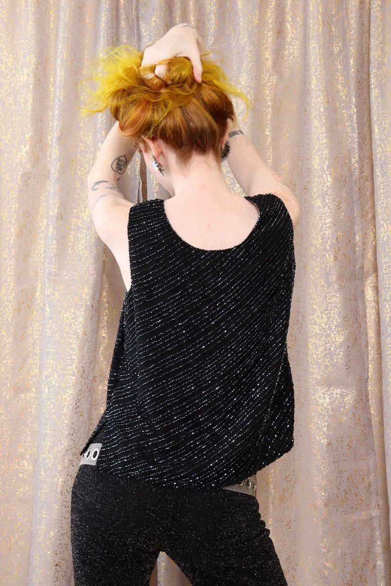 Shimmery Beaded Silk Tank S/M