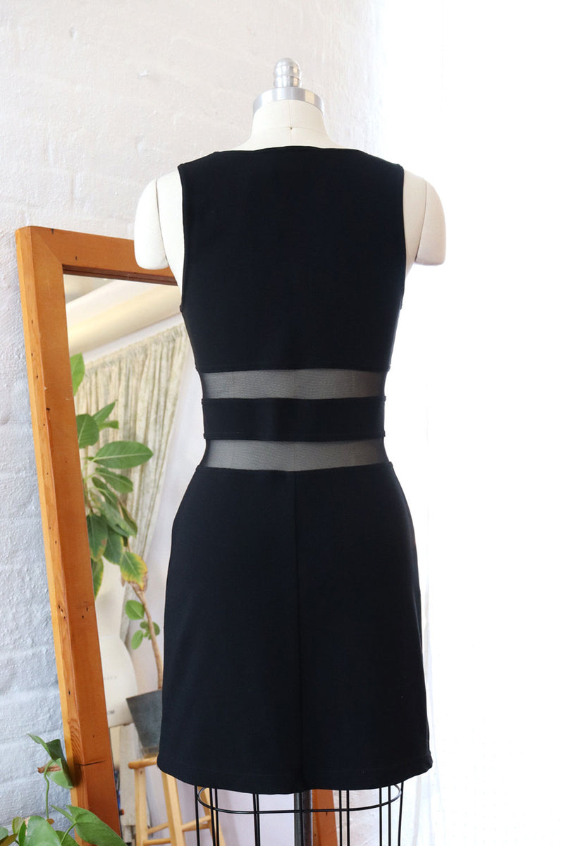 panel bodycon dress Sleeveless Mesh Panel Mini Bodycon Dress In Black Sheer Knit | EGO US