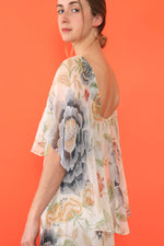 Ethereal Floral Chiffon Caped Dress S