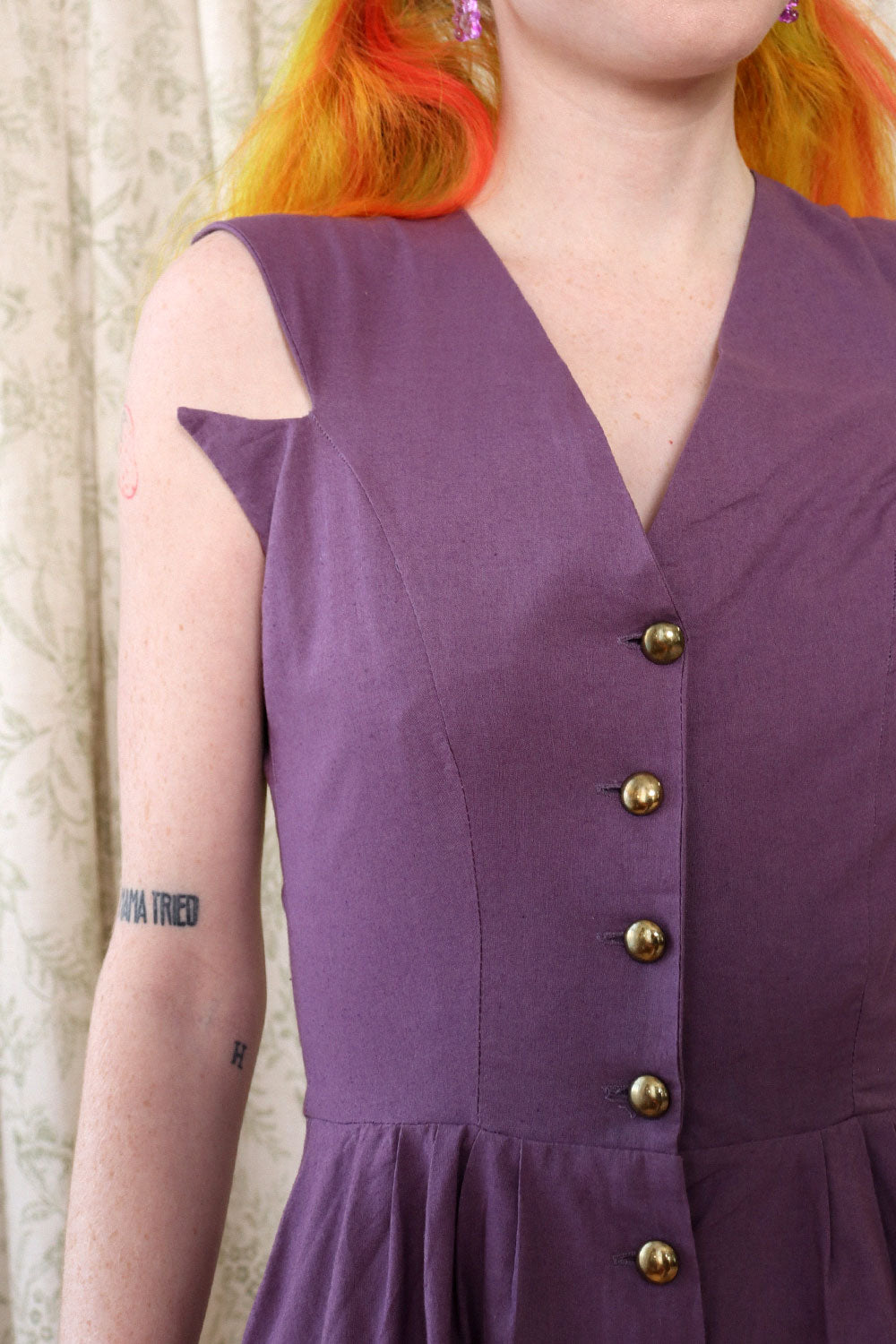 Grape Cotton Notch Dress XS