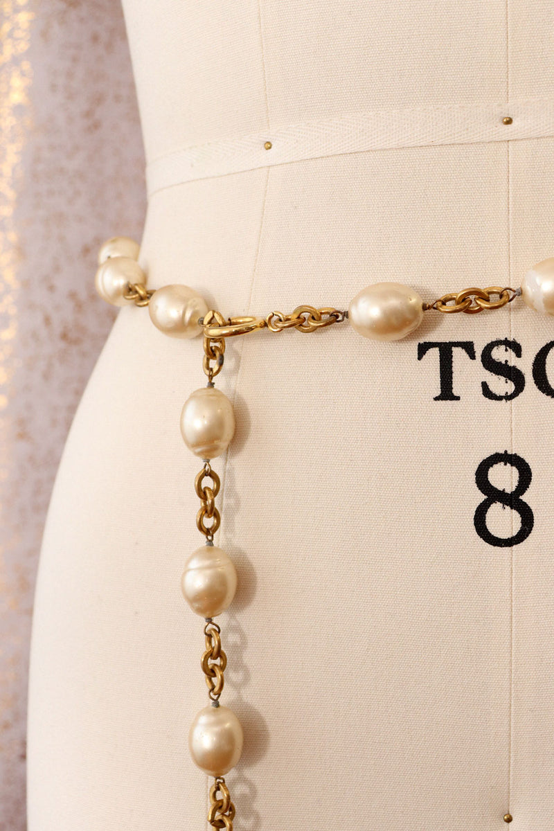 Chunky Pearl Chain Belt – OMNIA display picture 1