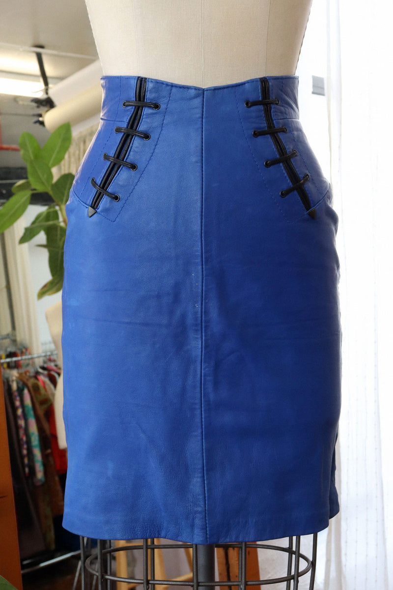 Michael Hoban Lace-up Leather Skirt XS