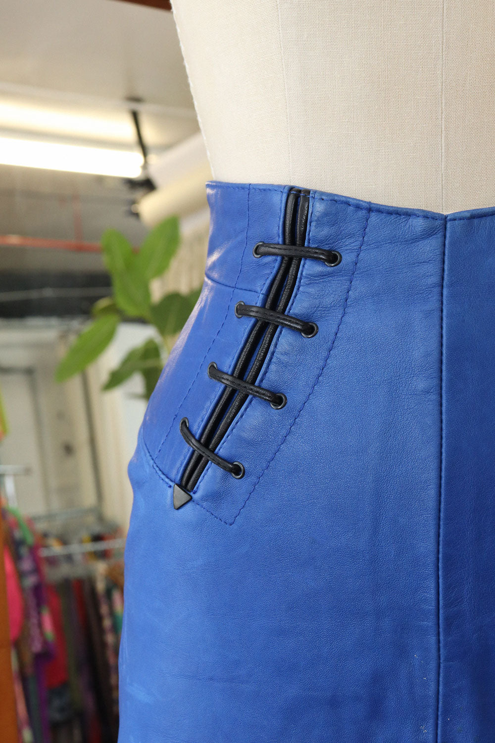 Michael Hoban Lace-up Leather Skirt XS