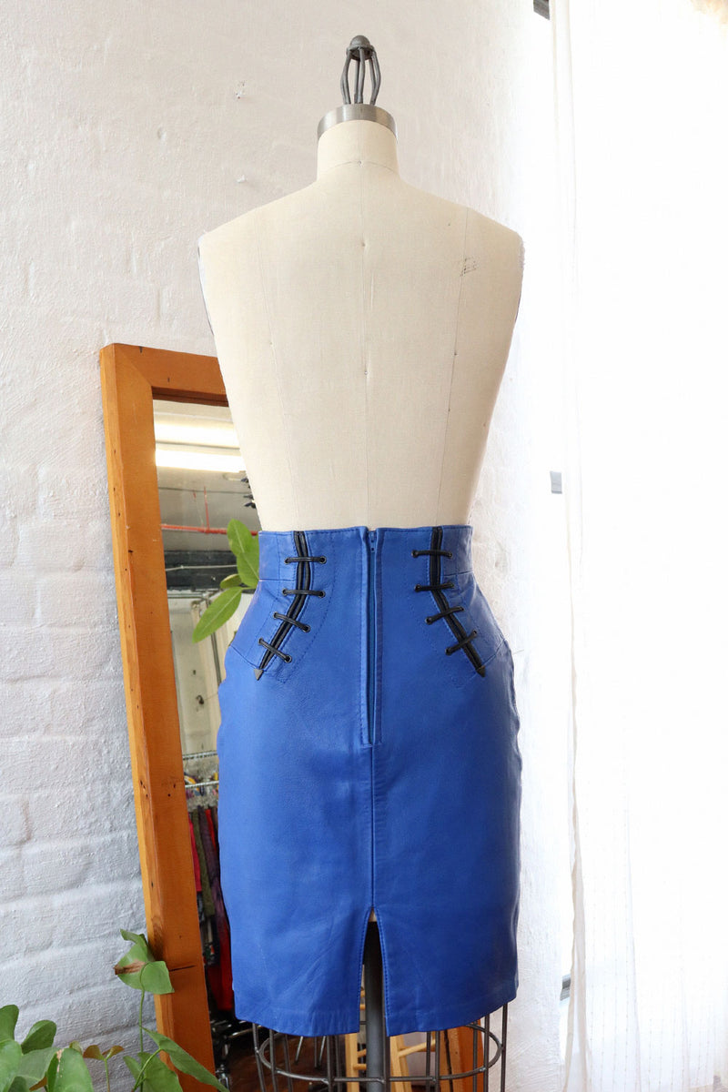 Michael Hoban Lace-up Leather Skirt XS