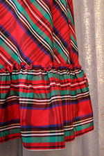 Festive Plaid Taffeta Maxi Skirt L