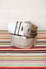 Wide Silver Leather Belt