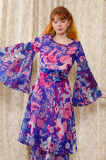 Electric Bell Sleeve Chiffon Gown S