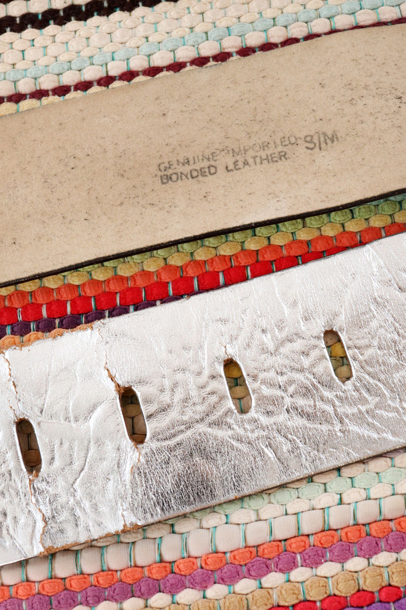 Wide Silver Leather Belt