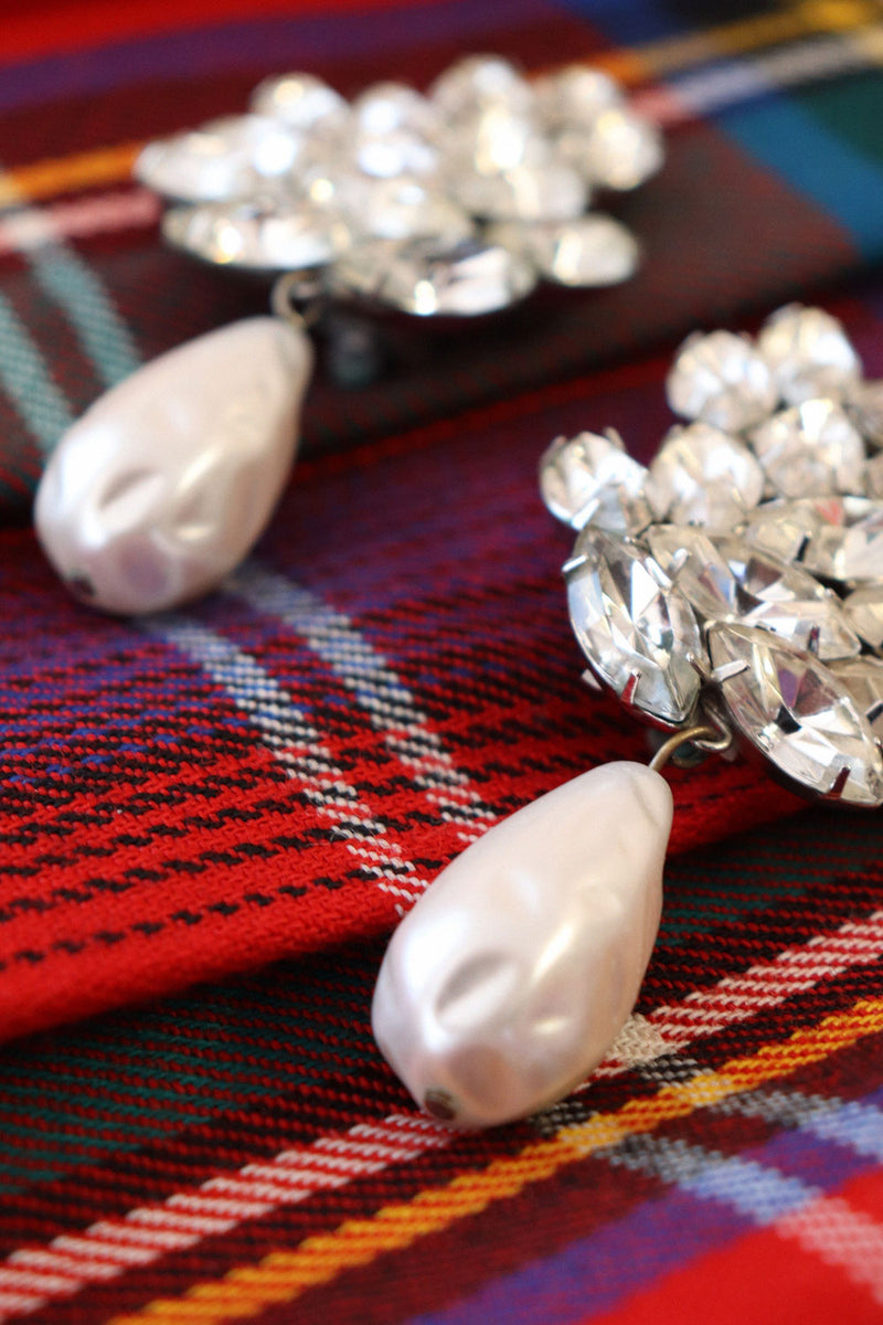 Thelma Deutsch Pearl Drop Crystal Clips