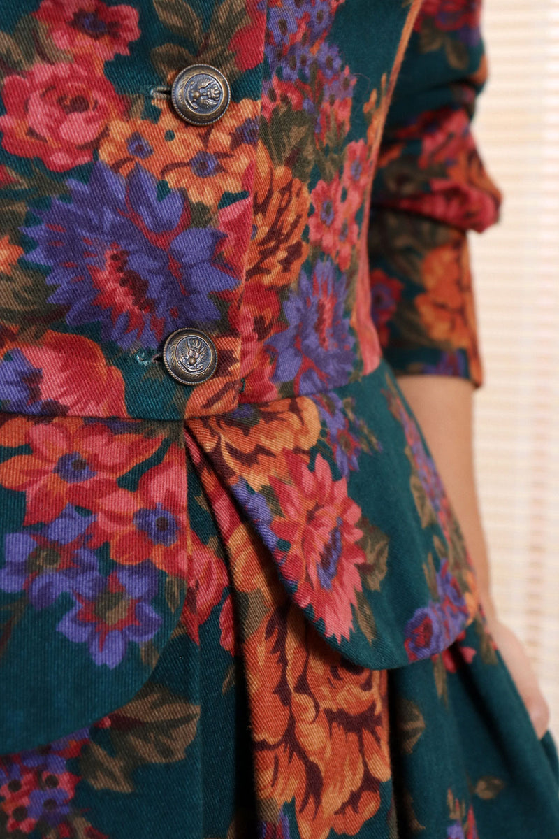 Lanz Floral Flannel Folk Dress L