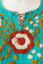 Teal Embroidered Mini Dress XS-M