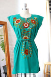 Teal Embroidered Mini Dress XS-M