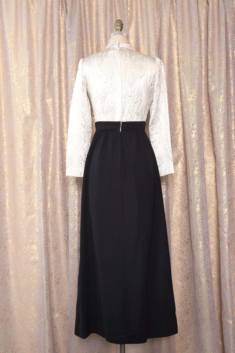 Disco Brocade and Black Caped Gown M