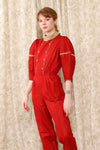 Ruby and Russet Puffed Sleeve Jumpsuit XS