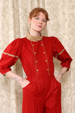 Ruby and Russet Puffed Sleeve Jumpsuit XS