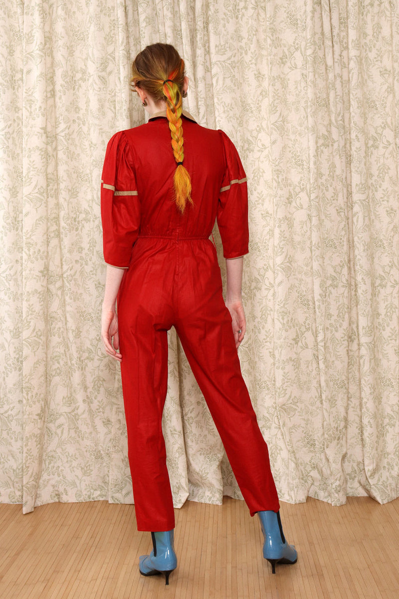 Ruby and Russet Puffed Sleeve Jumpsuit XS