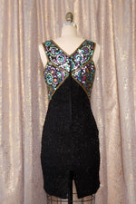 Shimmering Sequined Silk Dress M