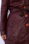 Plum Leather Fur Collar Trench L