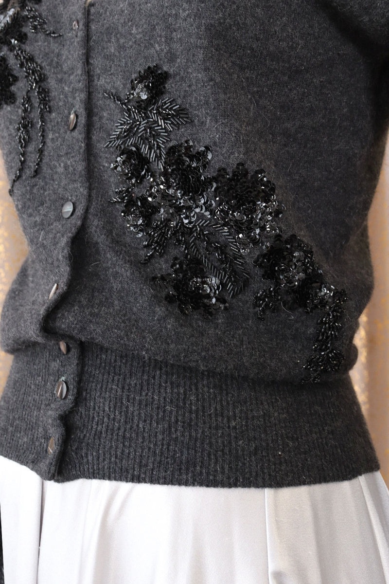 Charcoal Embellished Cardigan S