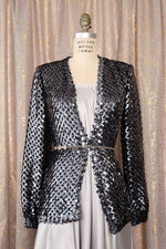 Gunmetal Sequined Knit Jacket S/M