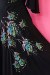 Painted Chiffon 70s Dress M/L
